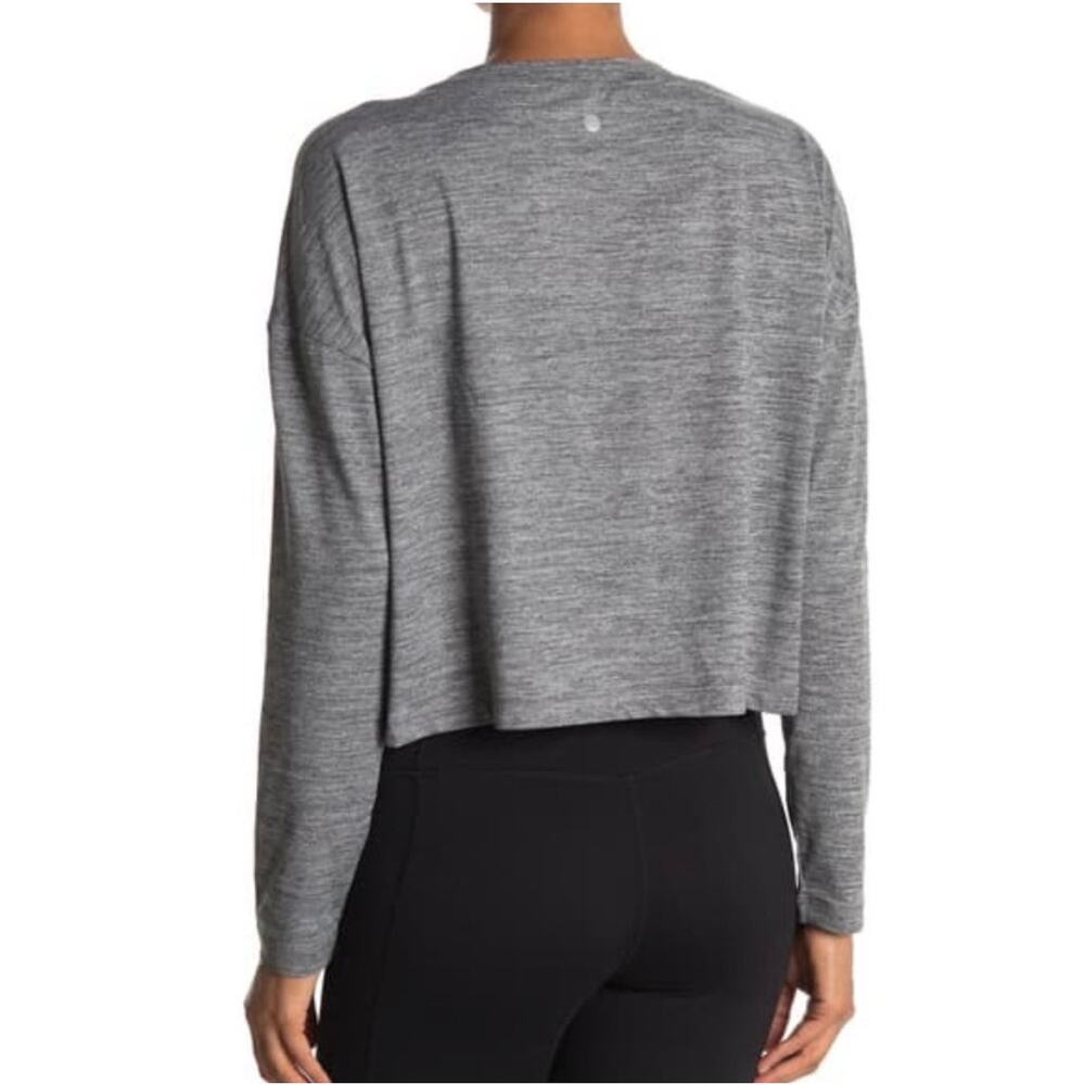Zella Active Cropped Long Sleeve Top Heather Gray XS